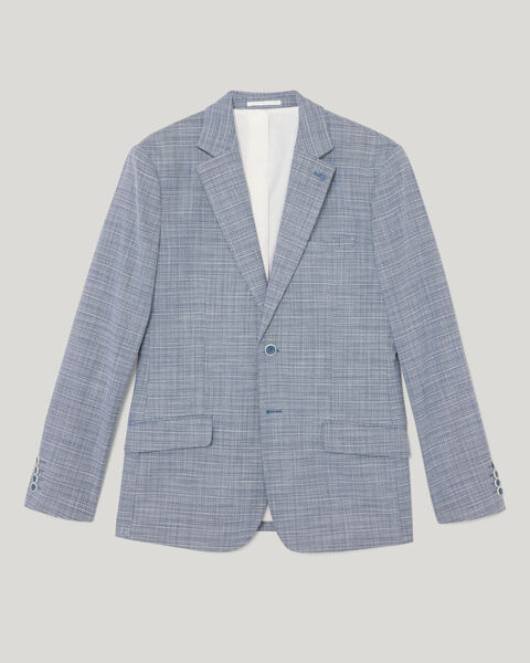 Single Breasted Textured Tailored Blazer, Navy, hi-res